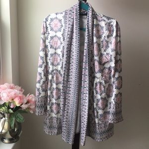Spring white navy and pink patterned cardigan